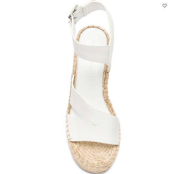SIGERSON MORRISON Arien platform wedge Espadrille white leather sandal pumps 9 - Picture 3 of 15